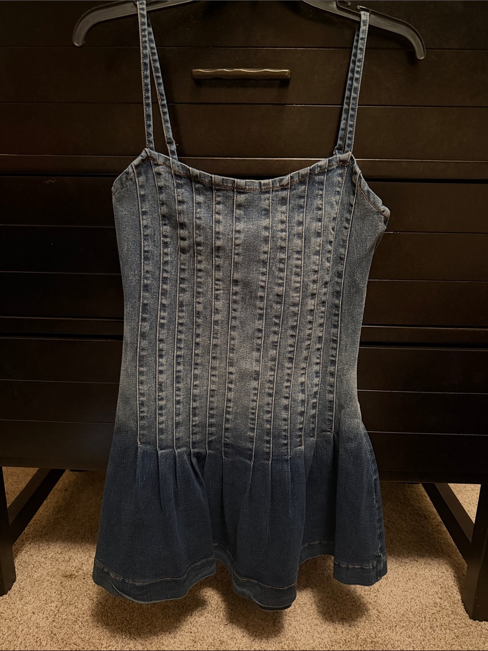 Lulu's Blue Denim Fit-and-Flare Mini Dress